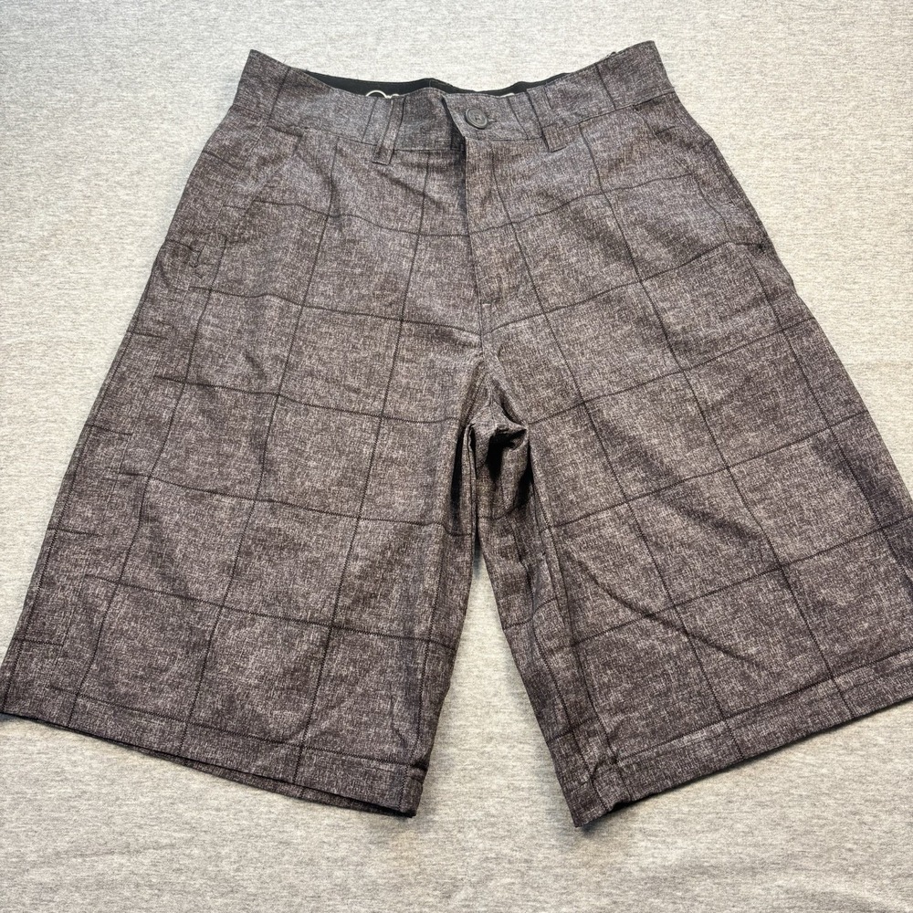 Ocean Pacific OP Flex 4 Way Stretch Shorts Casual Sz 28 Dark Gray Plaid Y2K